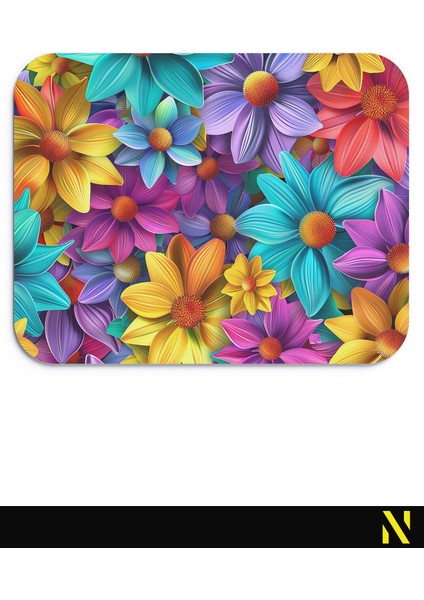 Çiçek Desenli Renkli Ergonomik Mouse Pad - 23 cm x 19 cm - Kaydırmaz Taban Ev ve Ofis Kullanımı Için Ideal Fare Altlığı Mousepad