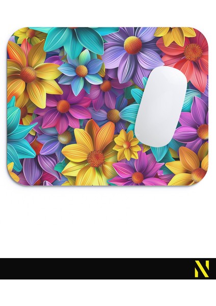 Çiçek Desenli Renkli Ergonomik Mouse Pad - 23 cm x 19 cm - Kaydırmaz Taban Ev ve Ofis Kullanımı Için Ideal Fare Altlığı Mousepad fırsatları