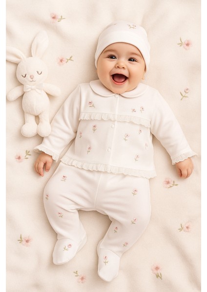 0-3 Kız Ay Be Happy %100 pamuk 10'lu Hastane Çıkışı Set