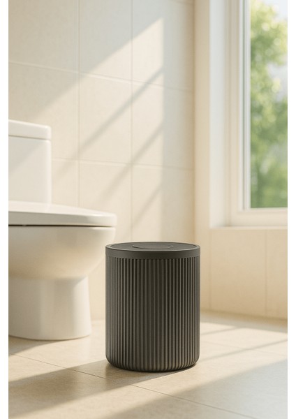 Lines Serisi Gri Banyo Seti, 2 Parça Akrilik Silindir 5 Litre Çöp Kovası ve Tuvalet Fırçası Takımı 3376 modelleri