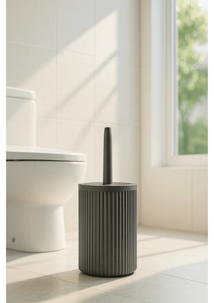 Lines Serisi Gri Banyo Seti, 2 Parça Akrilik Silindir 5 Litre Çöp Kovası ve Tuvalet Fırçası Takımı 3376 indirimleri