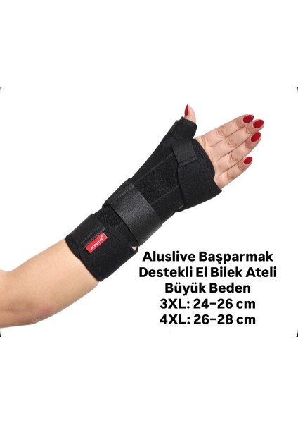 Lüx Büyük Beden Başparmak Destekli El Bilek Ateli Sağ Sol Kullanılabilir 4xl