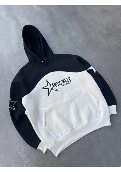 Parçalı Nakış Işlemelı Kapüşonlu Sweatshirt - Siyah modelleri