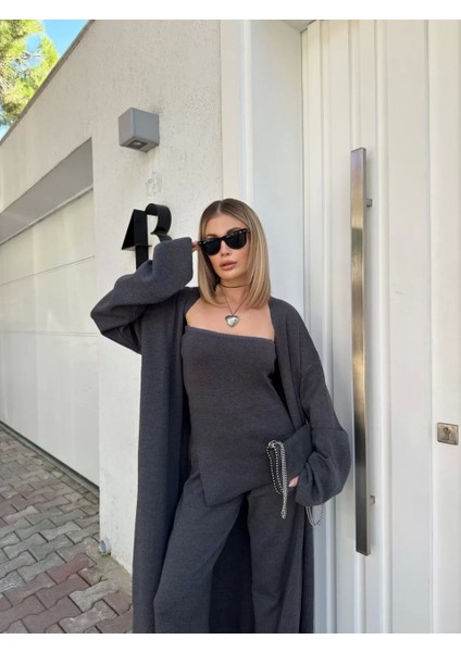 Kadın Triko Üçlü Takım - Füme fırsatları