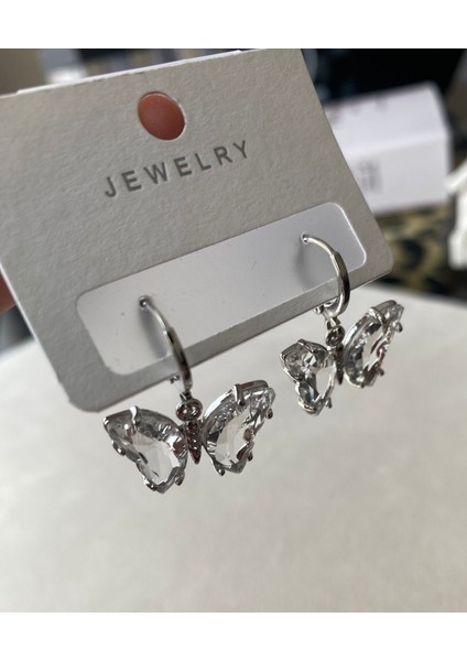 Kadın Gümüş Renk Işıltılı Çelik Kelebek Küpe fırsatları