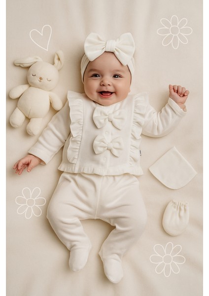 Naturel Fiyonklu Yenidoğan &kız Bebek 10'lu Hastane Çıkışı Zıbın Seti