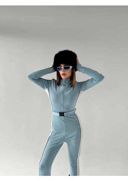 Kemer Detaylı Fermuarlı Tulum - Bebe Mavisi modelleri