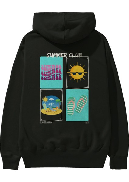 Summer Club Arka Baskılı Hoodie Oversize Kapüşonlu Sweatshirt Erkek Kadın fiyatları