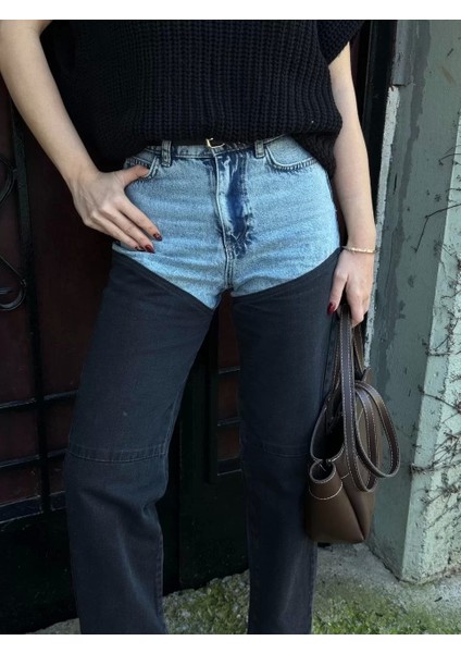 Kadın Jeans Kot Parçalı Palazzo Pantolon - Siyah fiyatları