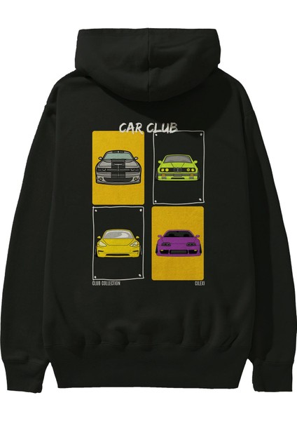Car Club Arka Baskılı Hoodie Oversize Kapüşonlu Sweatshirt Erkek Kadın fiyatları