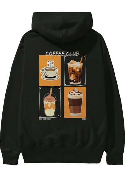 Coffee Club Arka Baskılı Hoodie Oversize Kapüşonlu Sweatshirt Erkek Kadın fiyatları