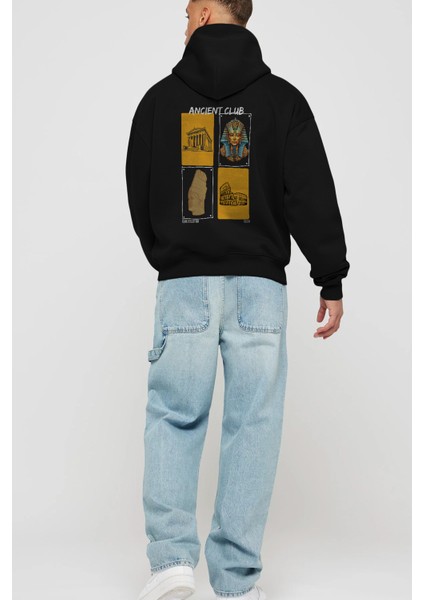 Ancient Club Arka Baskılı Hoodie Oversize Kapüşonlu Sweatshirt Erkek Kadın fırsatları