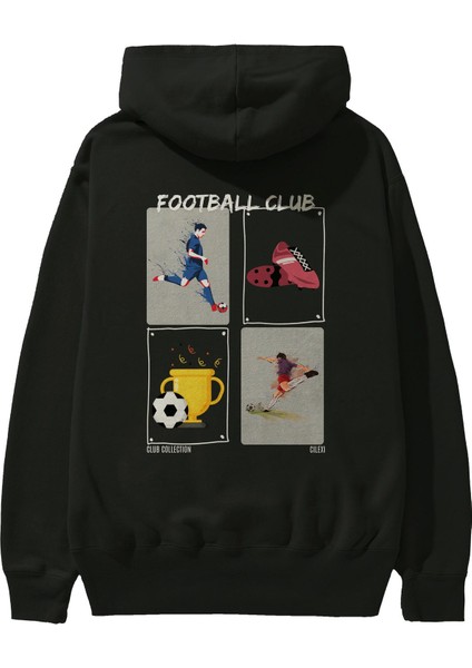 Football Club Arka Baskılı Hoodie Oversize Kapüşonlu Sweatshirt Erkek Kadın fiyatları