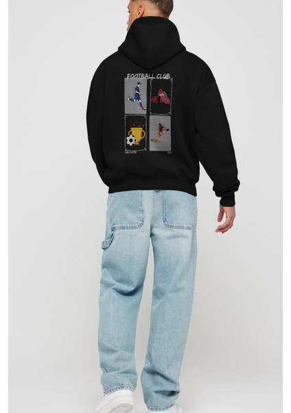 Football Club Arka Baskılı Hoodie Oversize Kapüşonlu Sweatshirt Erkek Kadın fırsatları