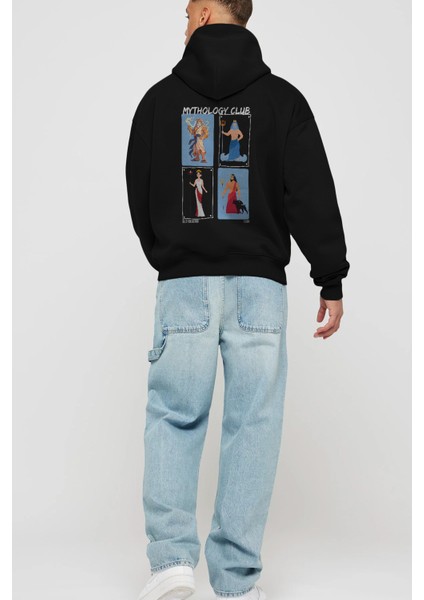 Mythology Club 2 Arka Baskılı Hoodie Oversize Kapüşonlu Sweatshirt Erkek Kadın fırsatları