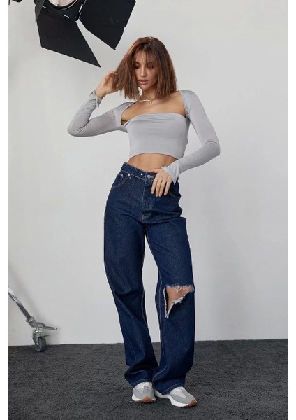 Kara Yaka Uzun Kollu Crop - Taş fırsatları