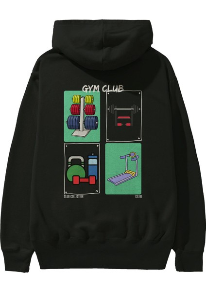 Gym Club Arka Baskılı Hoodie Oversize Kapüşonlu Sweatshirt Erkek Kadın fiyatları