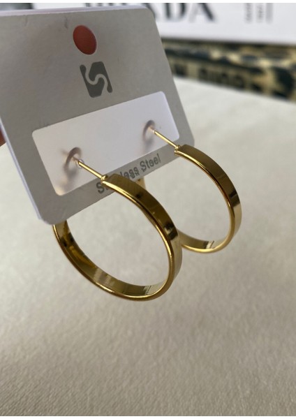 Kadın Oval Ajda Gold Renkli Çelik Küpe indirimleri