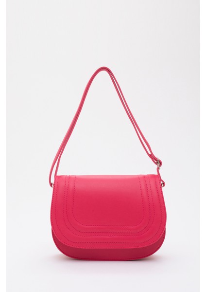 Fuşya SHK93 Suni Deri 2 Bölmeli Ayarlanabilir Askılı Kol ve Omuz Çantası