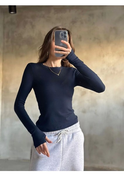 Parmak Geçmeli Buzi Body - Lacivert