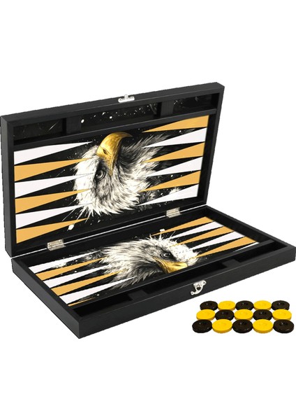 Deri Tavla Takımı Kartal Temalı Büyük Boy Lüx Deri Kartal Tavla Özel Üretim Takım modelleri