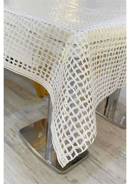 Şeffaf Hasır Lüx Pvc Kaplamalı Silinebilir Masa Örtüsü Su Geçirmez Muşamba Sofra Bezi Kare Desenli. modelleri