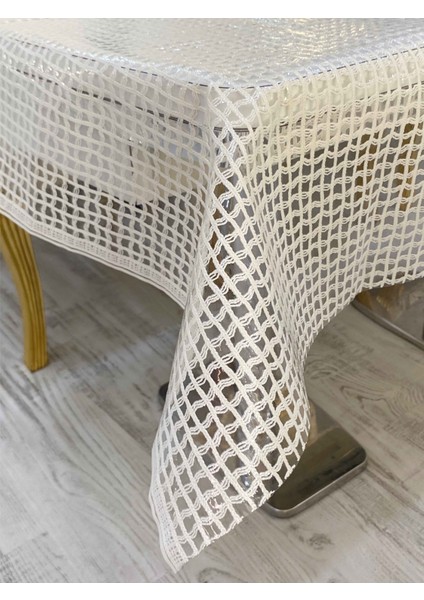 Şeffaf Hasır Lüx Pvc Kaplamalı Silinebilir Masa Örtüsü Su Geçirmez Muşamba Sofra Bezi Kare Desenli. fırsatları