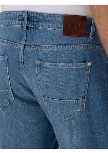 Erkek Mavi Slim Fit Pamuk Karışımlı Jean Pantolon 50306185-VR036