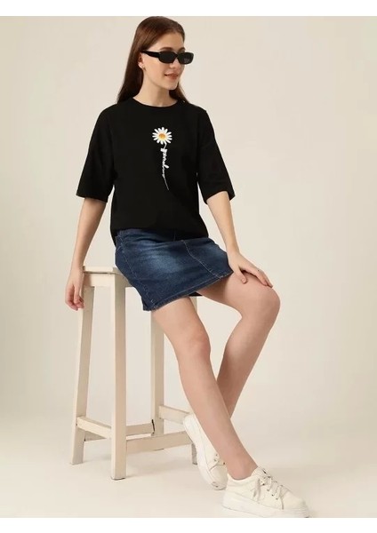 Baskılı Kadın T-Shirt - Siyah fiyatları