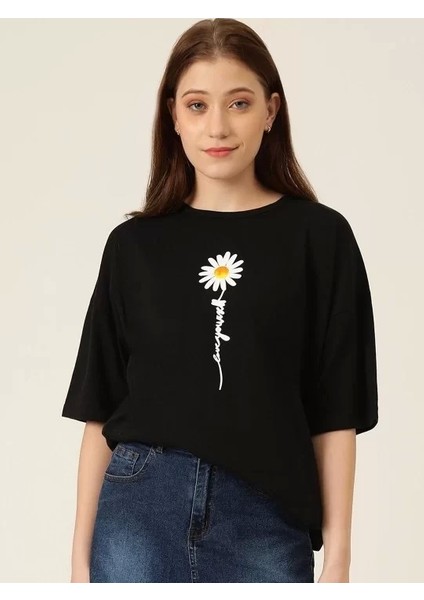 Baskılı Kadın T-Shirt - Siyah modelleri