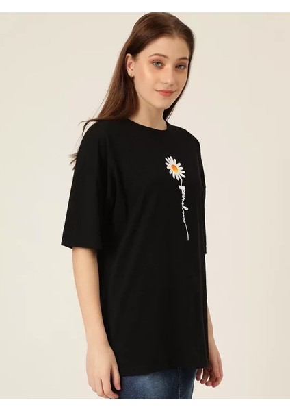 Baskılı Kadın T-Shirt - Siyah indirimleri