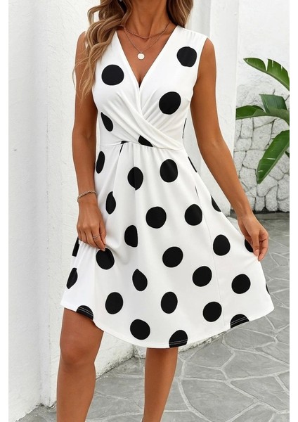 Kadın Sıfır Kollu Önden Çapraz Detaylı Leopar Desenli Süprem Elbise modelleri