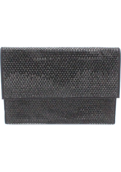 064 P25 Siyah Taşlı Portföy Çanta Clutch