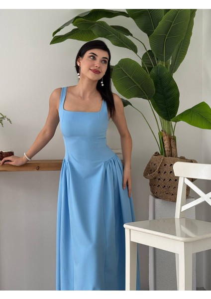 Modestrıa Siyah Kare Yaka Kolsuz A Kesim Elbise modelleri