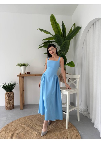 Modestrıa Siyah Kare Yaka Kolsuz A Kesim Elbise