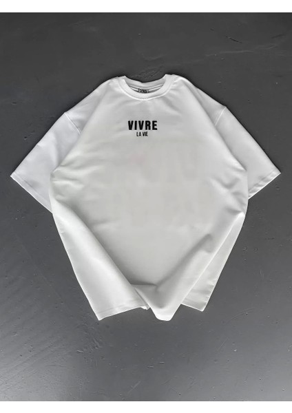 Baskılı Oversize Bisiklet Yaka T-Shirt - Beyaz fiyatları