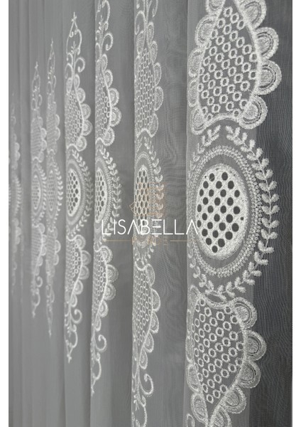 Saraylı Ttm Ağır dökümlü Kord Nakışlı Yumuşak Tül Perde Ütü Istemez (Pilesiz Düz Dikiş) modelleri