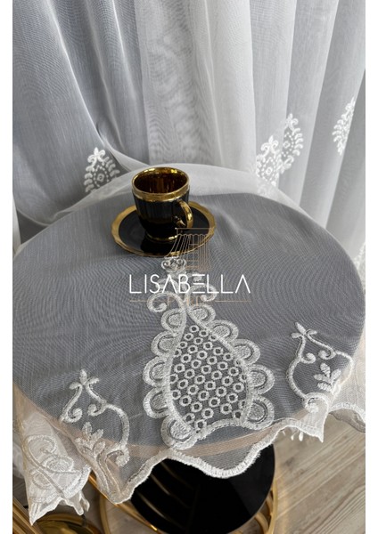 Saraylı Ttm Ağır dökümlü Kord Nakışlı Yumuşak Tül Perde Ütü Istemez (Pilesiz Düz Dikiş) fırsatları