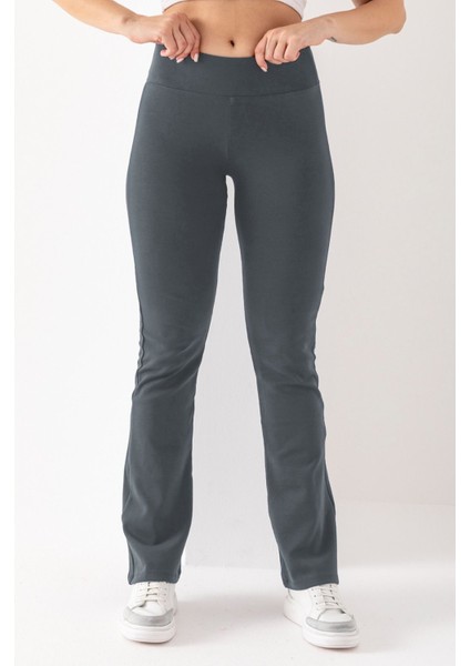 Kadın Antrasit Marka Muadil Penye Örme Esnek Likralı Ispanyol Paça Tayt fiyatları
