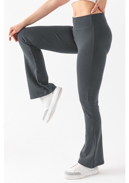 Kadın Antrasit Marka Muadil Penye Örme Esnek Likralı Ispanyol Paça Tayt modelleri