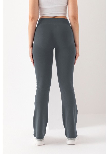 Kadın Antrasit Marka Muadil Penye Örme Esnek Likralı Ispanyol Paça Tayt fırsatları