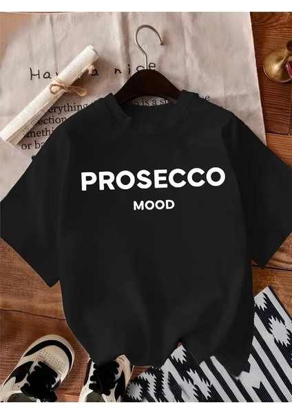 20/1 Penye Compack Baskılı Oversize Bisiklet Yaka Kısa Kol Yazlık T-Shirt - Siyah