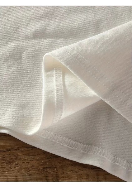 20/1 Penye Compack Baskılı Oversize Bisiklet Yaka Kısa Kol Yazlık T-Shirt - Beyaz indirimleri