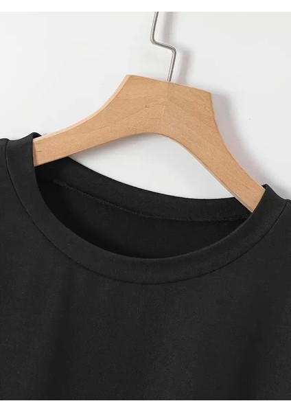 20/1 Penye Compack New York Baskılı Oversize Kısa Kol Bisiklet Yaka T-Shirt - Siyah modelleri