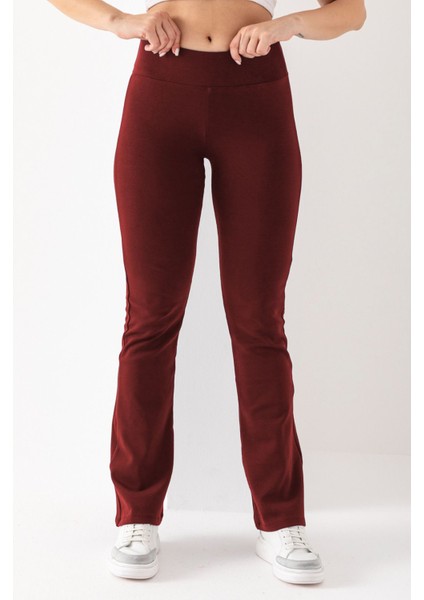 Kadın Bordo Marka Muadil Penye Örme Esnek Likralı Ispanyol Paça Tayt fiyatları