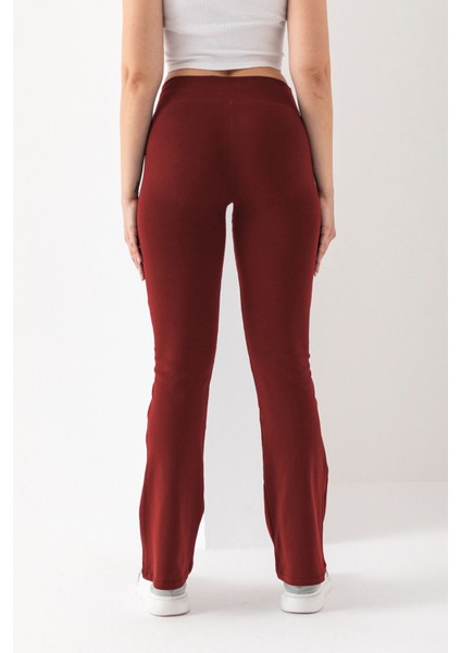 Kadın Bordo Marka Muadil Penye Örme Esnek Likralı Ispanyol Paça Tayt fırsatları