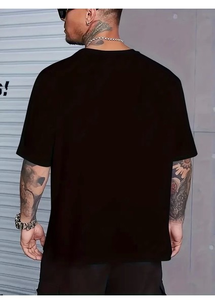 Sporda Günlük Hayata Giyilebilir Gym Baskılı Oversize Bisiklet Yaka Erkek T-Shirt - Siyah fiyatları