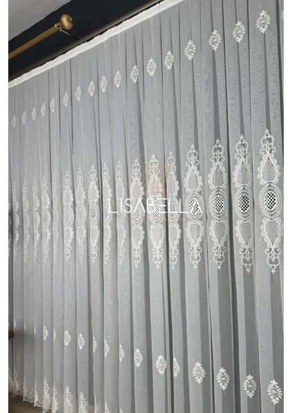 Saraylı Ttm Ağır dökümlü Kord Nakışlı Yumuşak Tül Perde Ütü Istemez (1x2.5 Pile Dikişli) indirimleri