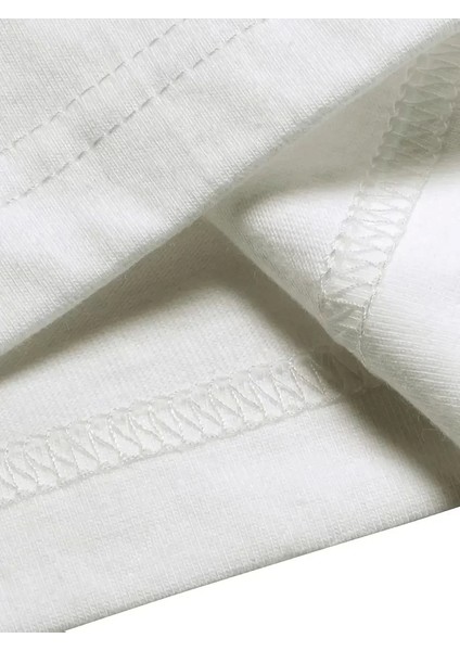 Rahat Bisiklet Yaka Tişört, Yaratıcı Karikatür Baskı - Yumuşak Polyester, Her Mevsim Giyilebilir- Beyaz indirimleri