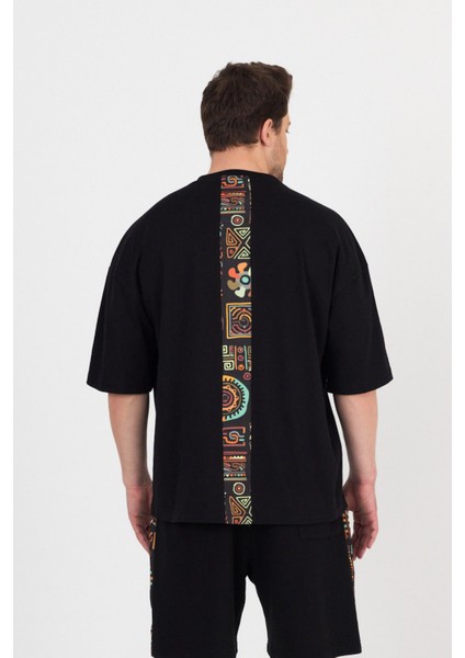 Erkek Arka Garnili T-Shirt Oversize